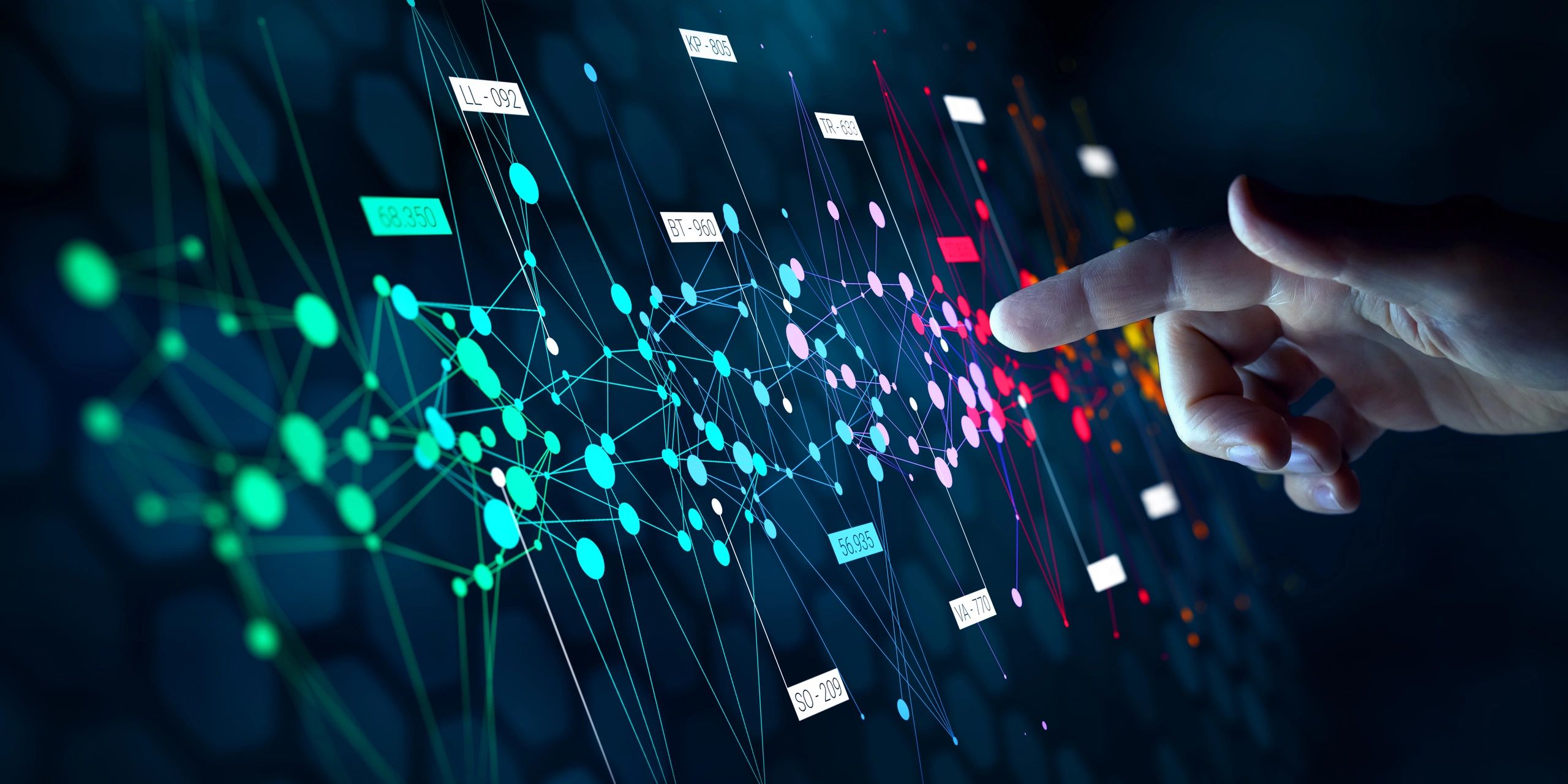 Futuristic digital data network visualization